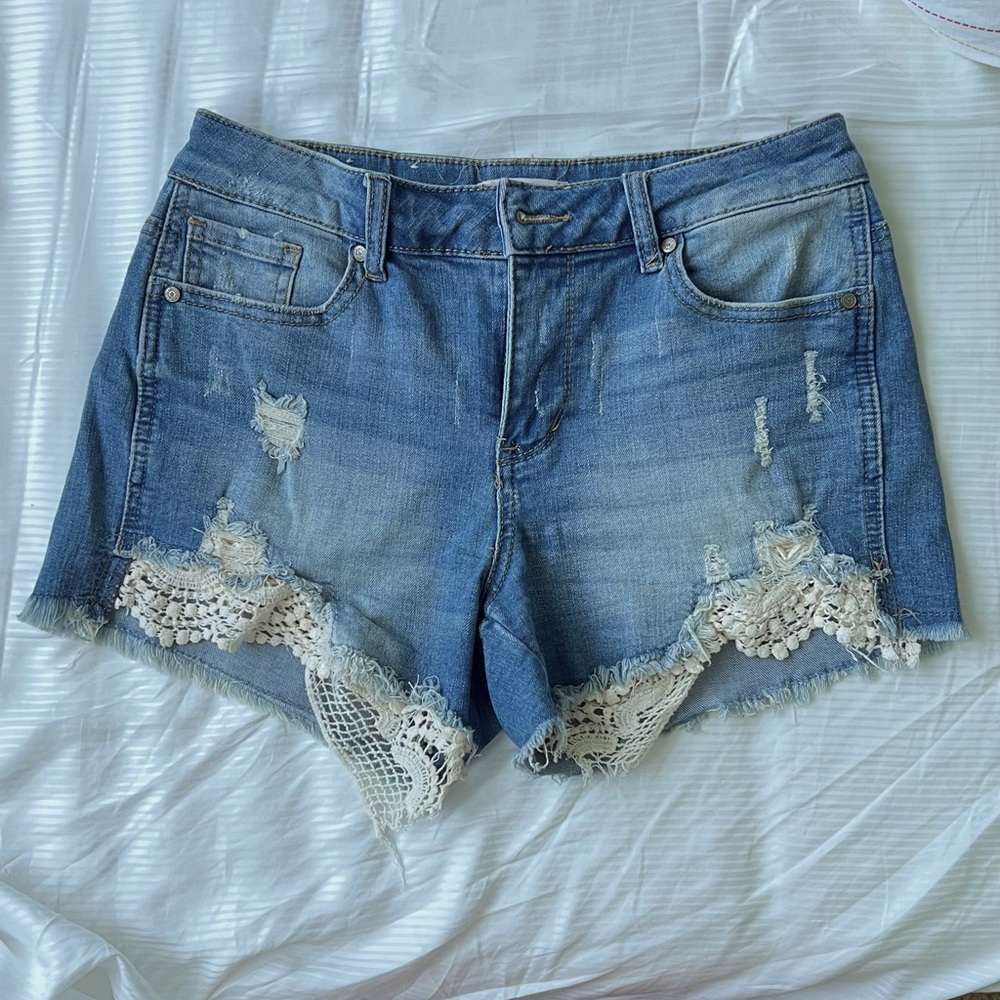 Altar'd State Lace Trim Jean Shorts